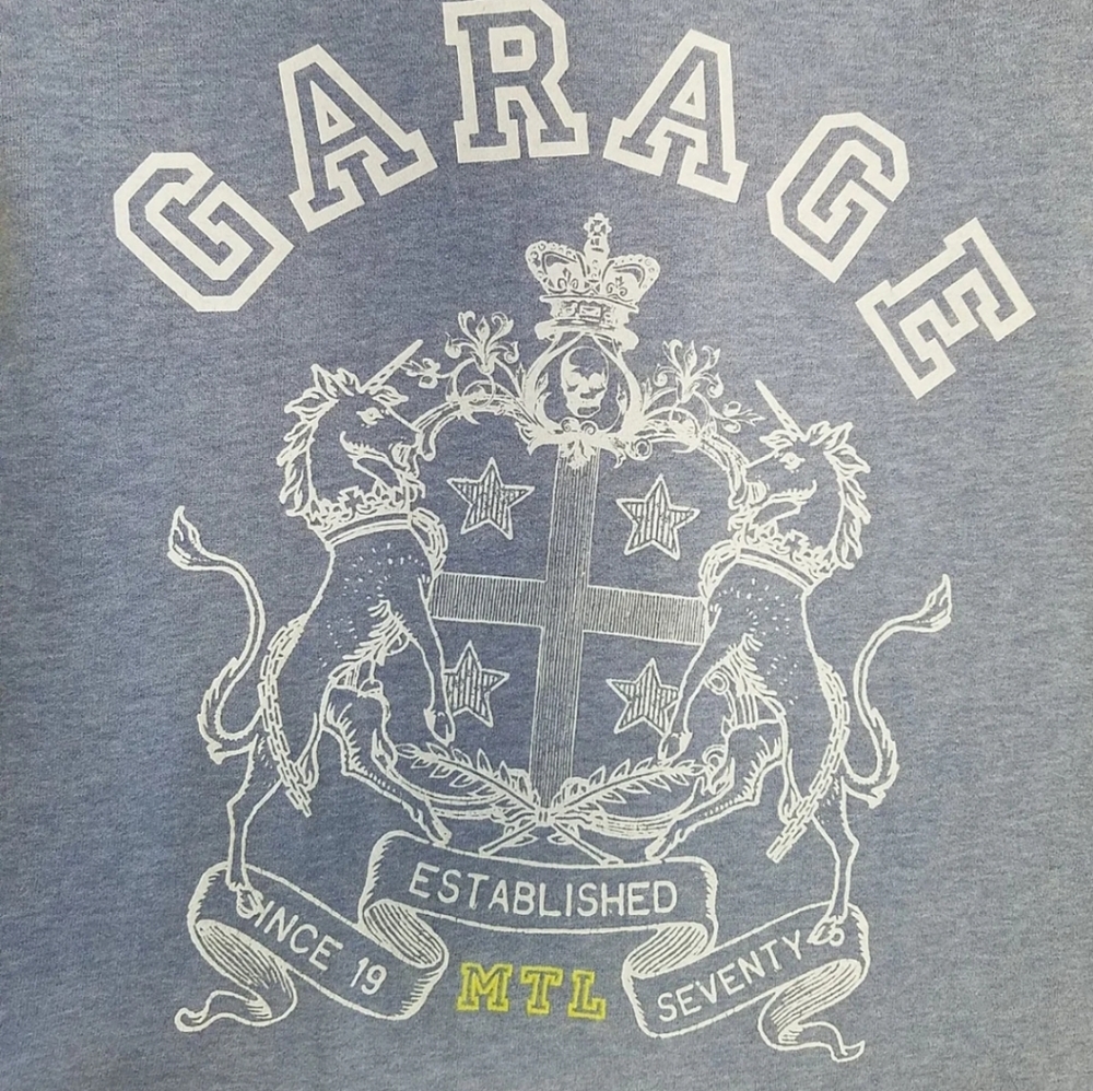 Garage Canada Women's Drawstring Spellout Hoodie Medium Blue Green - Picture 5 of 10